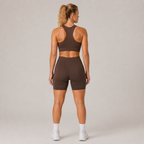 Back view of the Fitfigura Contour Bra – Defined Sculpt in dark brown, showing the racerback-style fit and supportive rear design.