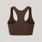 lat lay of the Fitfigura Contour Bra – Defined Sculpt in dark brown, showing the racerback shape and supportive bra construction.
