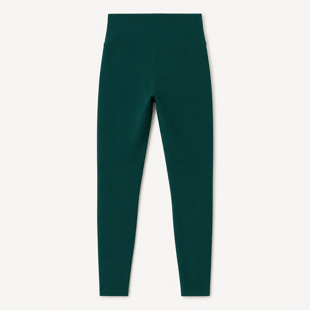 Flat lay of the Fitfigura Core Compression Legging in deep teal, showing the high waistband and full-length legging shape.