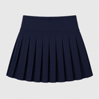 Flat lay of the navy blue pleated skirt from the Fitfigura CourtClass Women Sport Set | Premium Performance.
