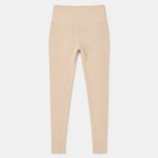 Flat lay of the Fitfigura Flex Rib Legging in cream, showing the high waistband and full-length ribbed legging design.