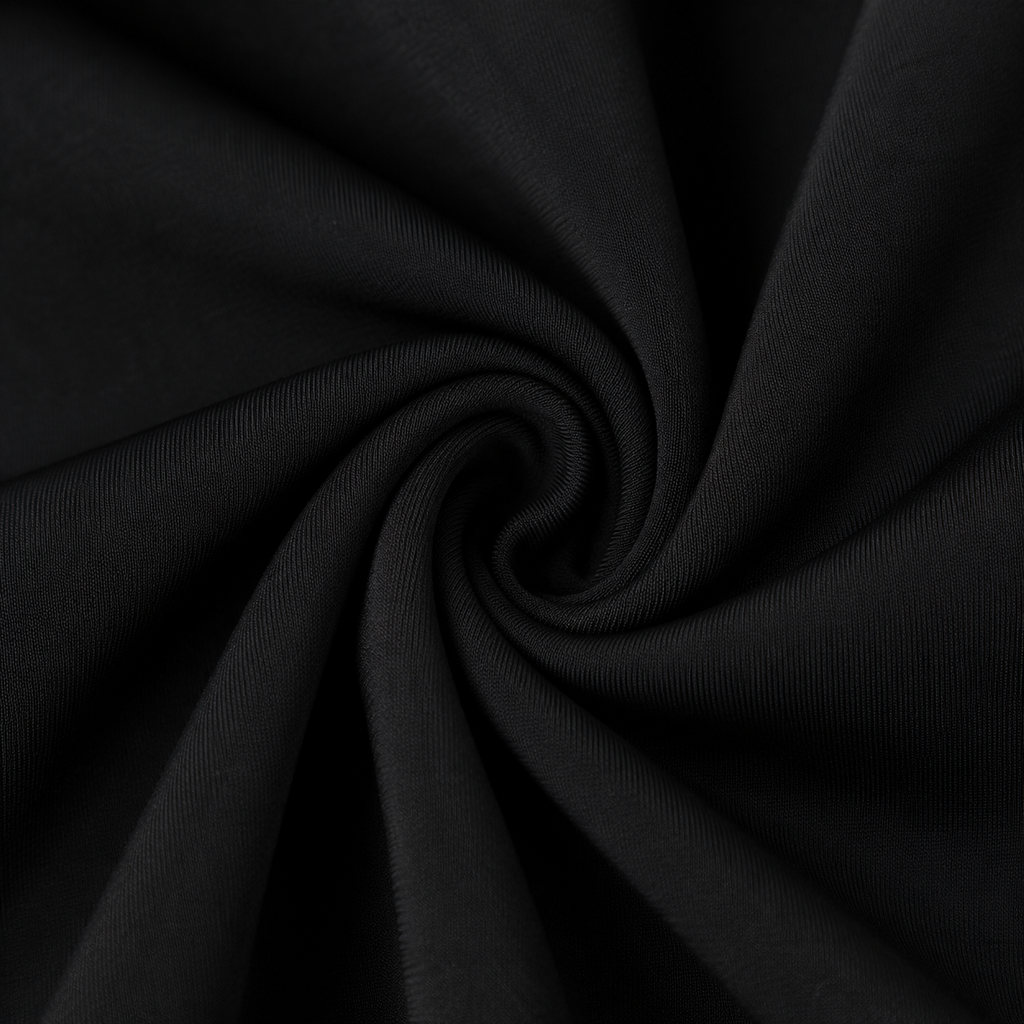 Close-up of the black fabric texture used in the Fitfigura Lounge Flare Pant – Relaxed Luxury Form.