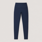 Flat lay of the Fitfigura Pocket Legging in navy blue, showing the high waistband and full-length legging design.