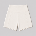 Flat lay of the Fitfigura Rib Short – Soft Sculpt Form in white, showing the high waistband, ribbed texture, and fitted short shape.