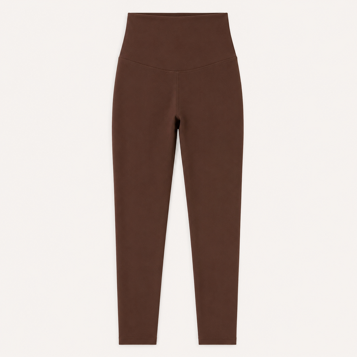 Flat lay of the Fitfigura Sculpt Legging in dark brown, showing the high waistband and full-length design.