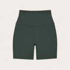 Flat lay of the Fitfigura Seamless Short – Athletic Form in dark green, showing the high waistband and fitted short length.