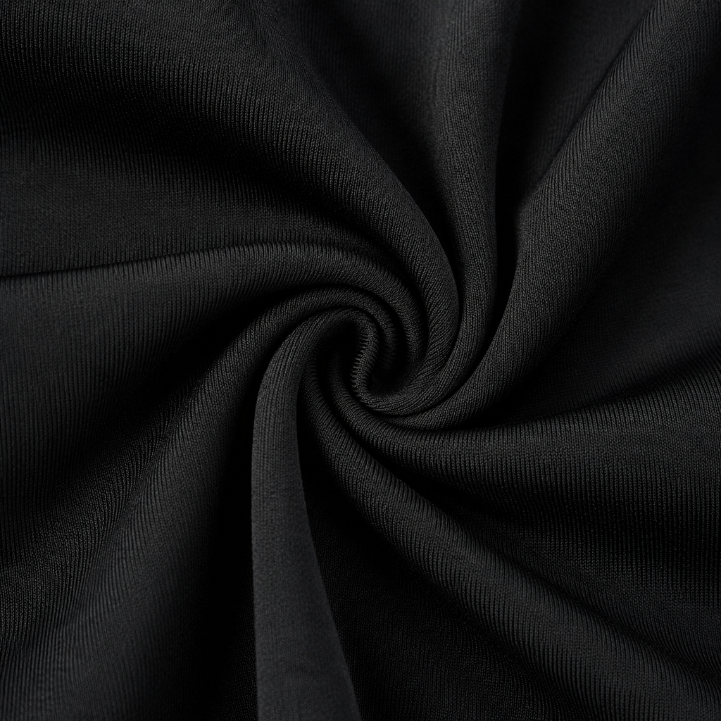 Close-up of the black fabric texture used in the Fitfigura Studio High Waist Flare Pant – Fluid Motion Form.
