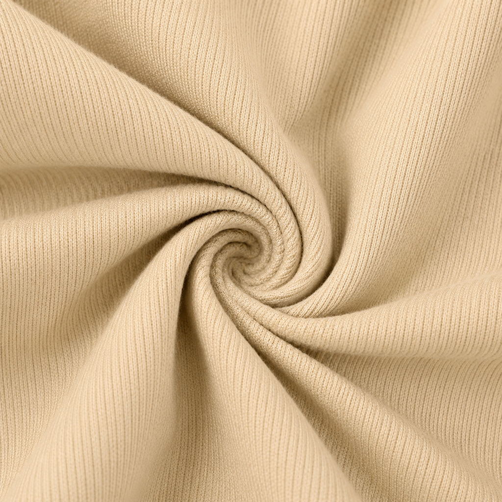Close-up of the cream fabric texture used in the Fitfigura Studio Set – Soft Flow Form.