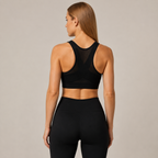 Back view of the Fitfigura Support Bra – Stability Form in black, showing the wide straps and secure supportive back design.