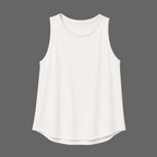 Flat lay of the Fitfigura Women's in Motion Seamless Tank Top in white, showing the sleeveless design, rounded neckline, and curved hem.